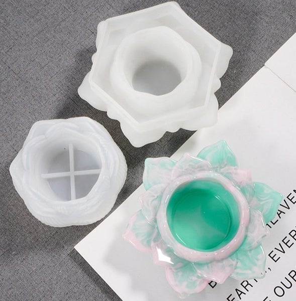 Silicone Lotus Candle Holder Molds Resin Moulds Aromatherapy Mold Carousel 2
