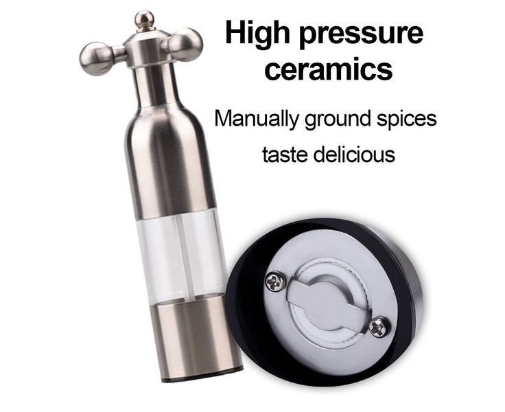 Pepper Grinder Salt Shaker, Kitchen Stainless Steel Salt Pepper Grinders Hand Carousel 2