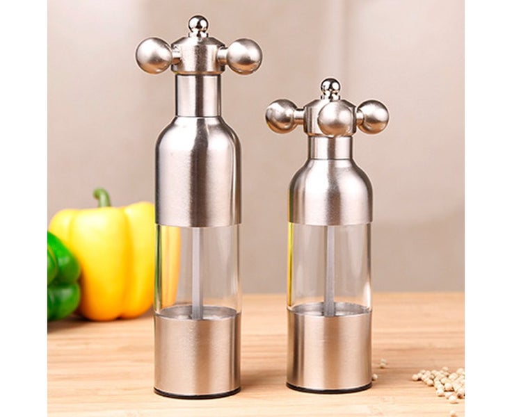 Pepper Grinder Salt Shaker, Kitchen Stainless Steel Salt Pepper Grinders Hand Carousel 4