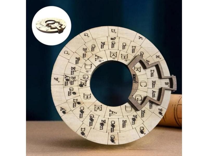 Wooden Melody Tool Circle Of Fifths Wheel Round Music Enlightenment Toys Chord Carousel 1