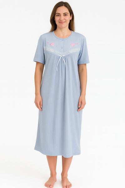 Womens Ladies Cotton Blend Nightie Night Gown Pajamas Pyjamas Sleepwear PJ in... Carousel 1