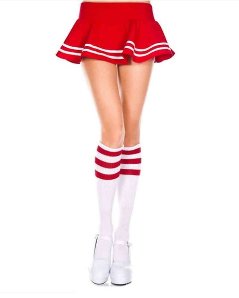 Acrylic Knee High Striped Red Socks Carousel 1
