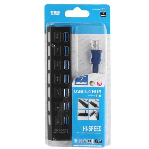 7-Port Usb 3.0 Hub 5Gbps Plug & Play 1Tb Support Carousel 15