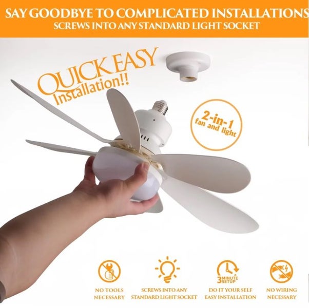 52cm Silent Ceiling Fan with 3 Light Modes, 6 Blades, Plus Remote E27/E14/B22 Carousel 1