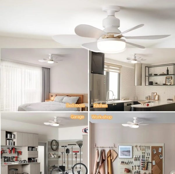 52cm Silent Ceiling Fan with 3 Light Modes, 6 Blades, Plus Remote E27/E14/B22 Carousel 3
