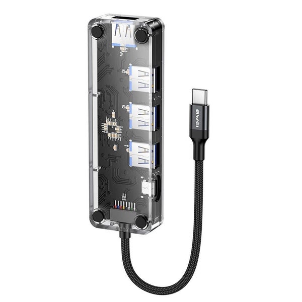 4-In-1 Type-C To Usb 3.0 Hub Adapter Grey Carousel 1