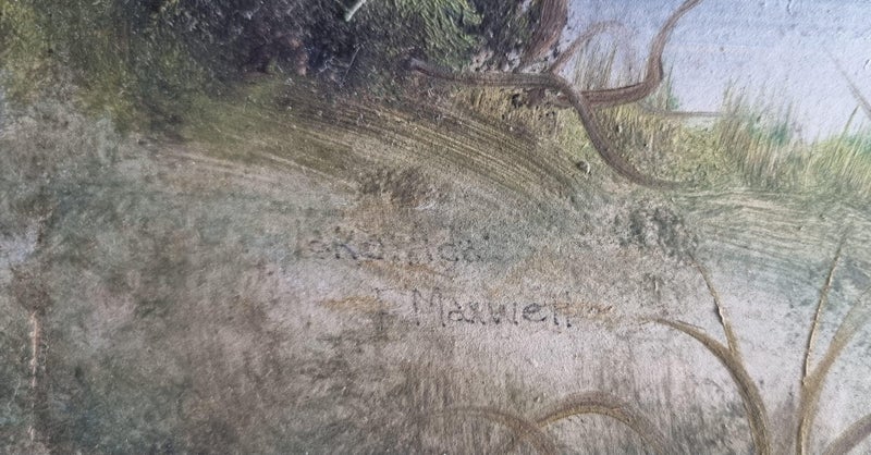 Oil painting on board - Lake Ada by F Maxwell (H.T.Garratt) Carousel 2
