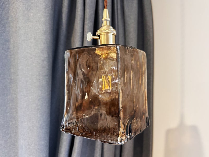 Antique Brass Glass Ceiling Pendant Lamp Cube Lampshade Carousel 7