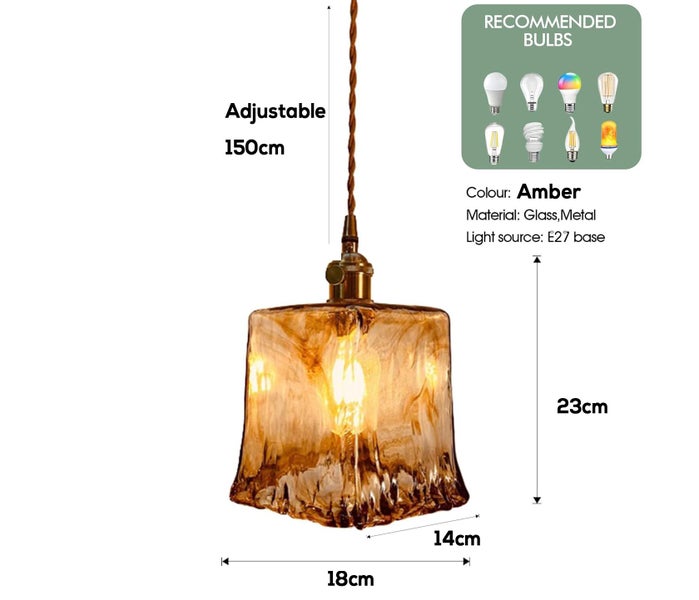 Antique Brass Glass Ceiling Pendant Lamp Cube Lampshade Carousel 2