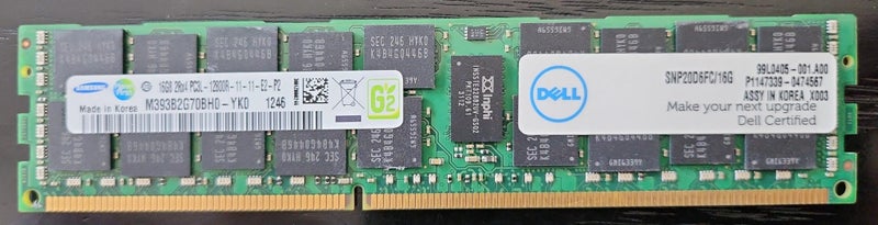 16Gb DDR3 PC3L-12800R 2Rx4 ECC REG DIMMs suitable for most brands of servers Carousel 1