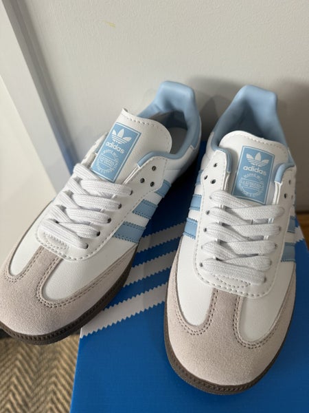 New Adidas Samba Classic Shoes - White/Blue (Size 38 2/3) Carousel 1