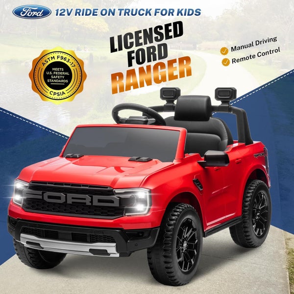 Kids Ride on Remote Controlled Licensed Ford Ranger Raptor Red 707-R Carousel 2