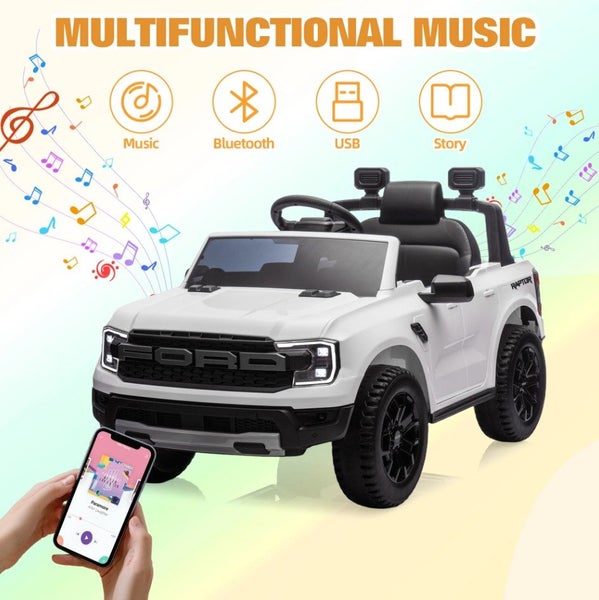 Kids Ride on Remote Controlled Licensed Ford Ranger Raptor White 707-R Carousel 2
