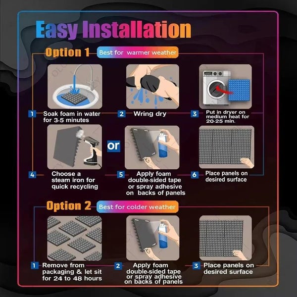 12 Pieces Acoustic Foam Panels For Studio Sound Insulation Noise Reduction We... Carousel 7