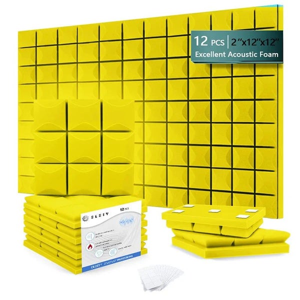 12 Pieces Acoustic Foam Panels For Studio Sound Insulation Noise Reduction We... Carousel 1