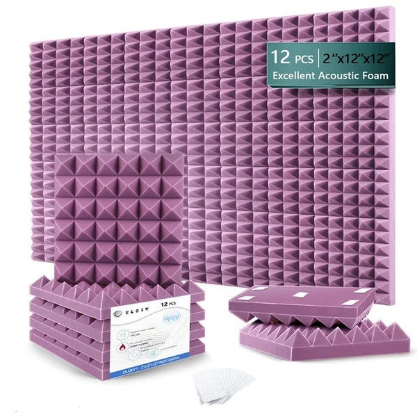 12 Pieces Acoustic Sound Proof Foam Panels For Wall Decor Door Ceiling Isolation Carousel 1