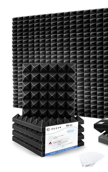 12 Pieces Acoustic Sound Proof Foam Panels For Wall Decor Door Ceiling Isolation Carousel 2