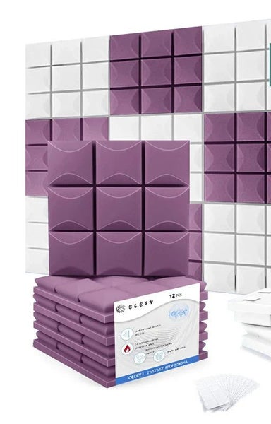 12 Pieces Acoustic Foam Panels For Studio Sound Insulation Noise Reduction We... Carousel 2