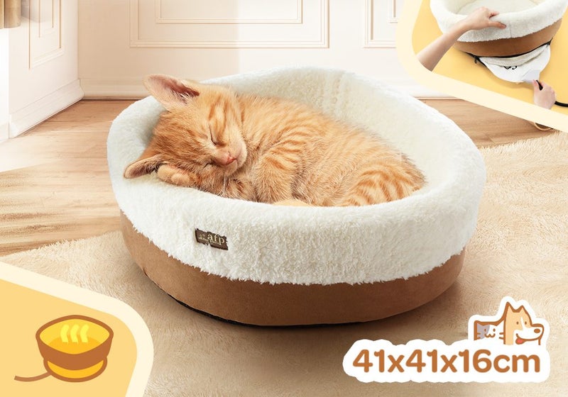 Heated Dog Cat Bed Pet Puppy Kitten Heater Washable Calming Heating Warmer Nest Carousel 1