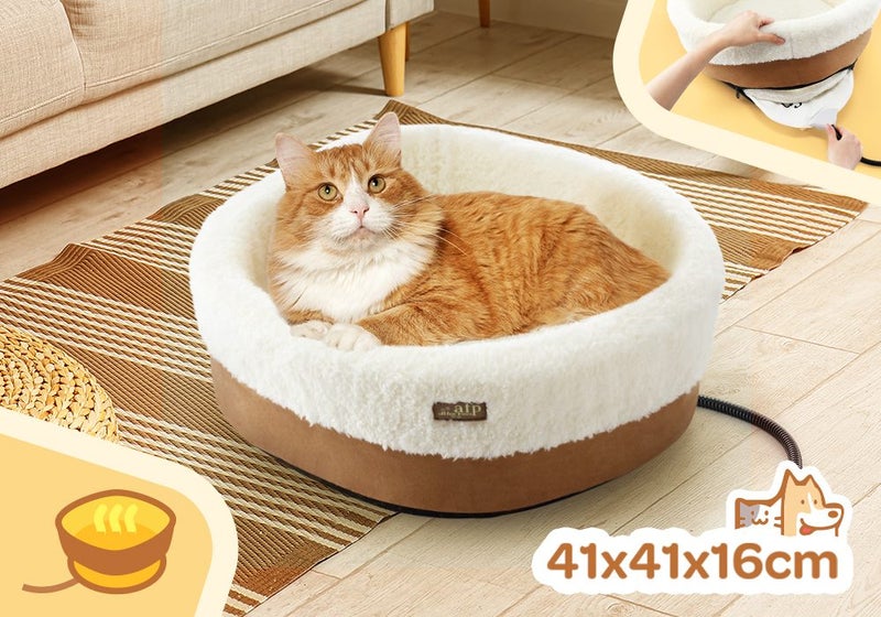 Heated Dog Cat Bed Pet Puppy Kitten Heater Washable Calming Heating Warmer Nest Carousel 2