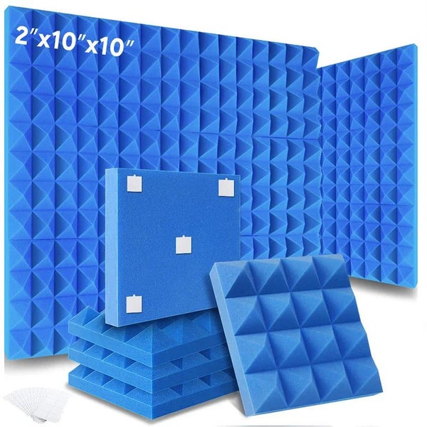 12 Pieces Pyramid Acoustic Foam Panels Sound Absorbing Insulation For Walls Carousel 1