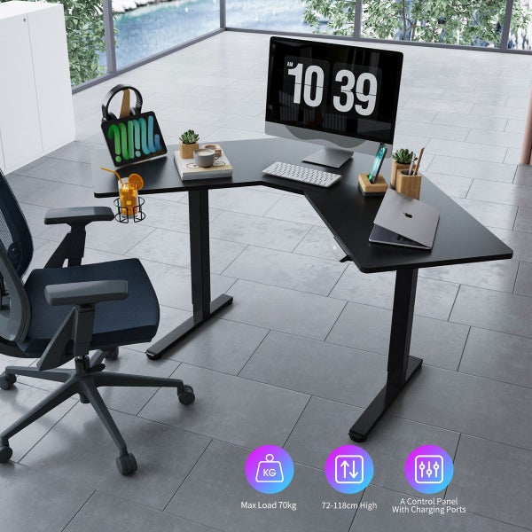 Corner Standing Desk Sit and Stand Up Computer Office Gaming L Shaped Black Carousel 14