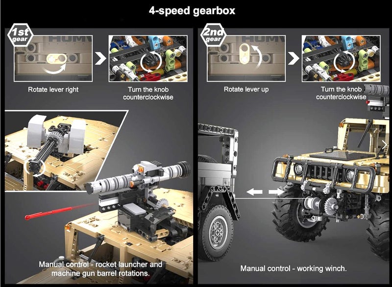 CaDA Humvee Building Blocks Set, 3935pcs Fully Built deconscructed Before Ship Carousel 2