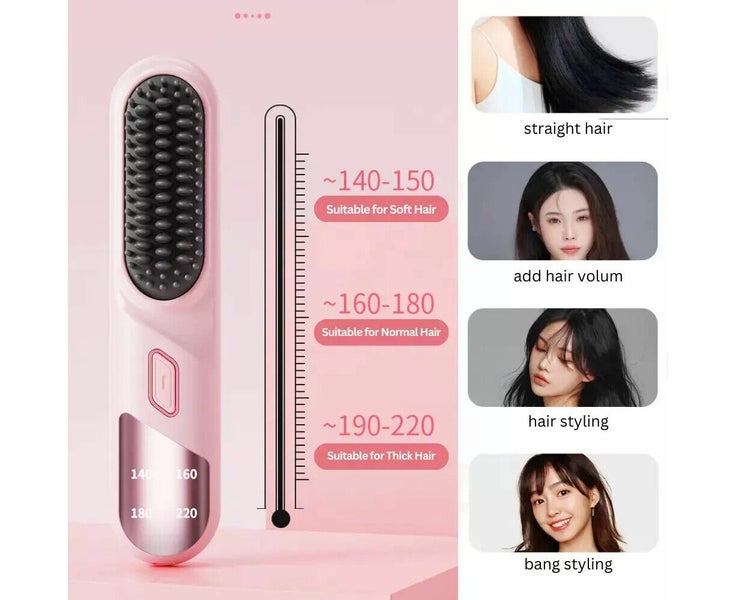 Portable Hair Straightener Brush Hair Iron Cordless Rechargeable AntiScald Qu Carousel 2