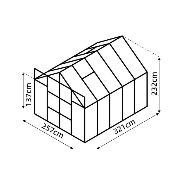 Glasshouse 4mm toughened glass 2570 x 3210 x 2320mm Carousel 2