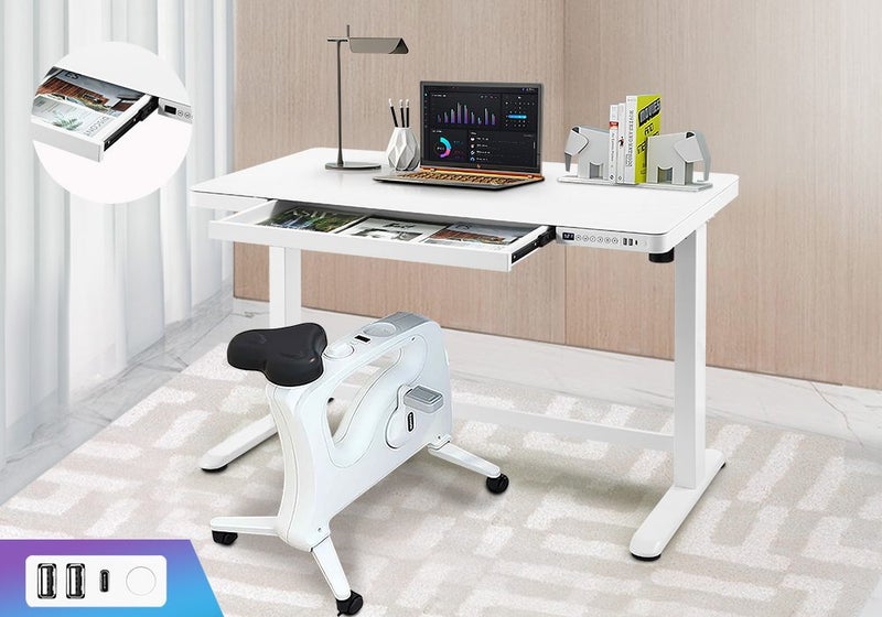 Electric Motorised Standing Desk Adjustable Sit Stand Up Desk Home Office White Carousel 2