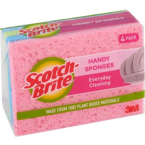 3M 10226 Scotch-Brite Handy Sponge Antibacterial, Pack of 4 [7012921014] Carousel 1