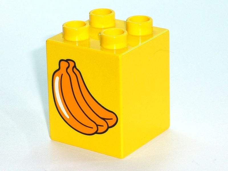 ®™DUPLO - 1 x Yellow Brick 2 x 2 x 2 with Bananas Pattern ~Retired 2018~ Carousel 2