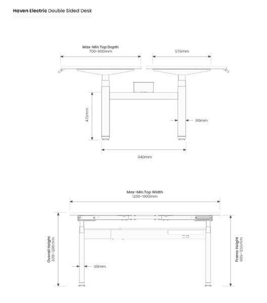 Knight's Haven 1800mm x 800mm Electric Height Adjustable Double Sided Desk, B... Carousel 6