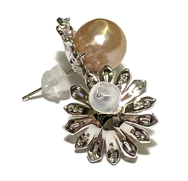 10 - 10.5mm Peach Pink Edison Pearl Stud Earrings Carousel 9