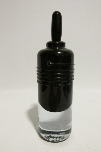 VINTAGE CASED STUDIO ART GLASS BLACK PERFUME BOTTLE Carousel 1
