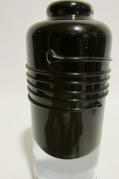 VINTAGE CASED STUDIO ART GLASS BLACK PERFUME BOTTLE Carousel 2
