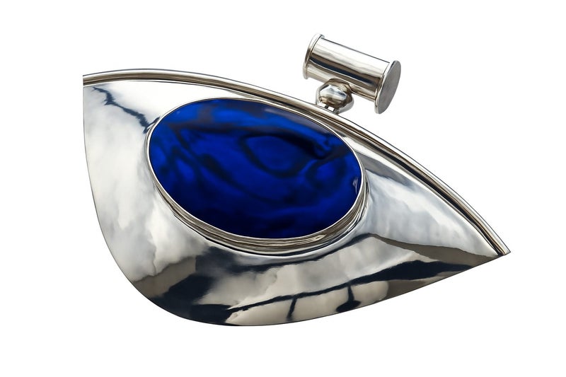 Paua Dyed Blue Designer Sterling Silver Pendant Carousel 1