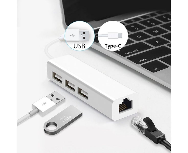 Portable USB/Type-C 3 USB2.0 Card Ethernet Adapter Carousel 2