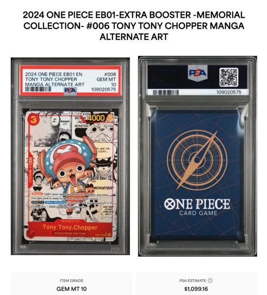 2024 ONE PIECE EB01 #006 TONY TONY CHOPPER MANGA. Gem Mint 10. Carousel 1