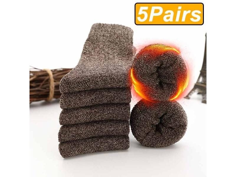 5 Pairs Winter Warm Men’s Socks Wool Male Women Socks Super Thicker Solid Carousel 1