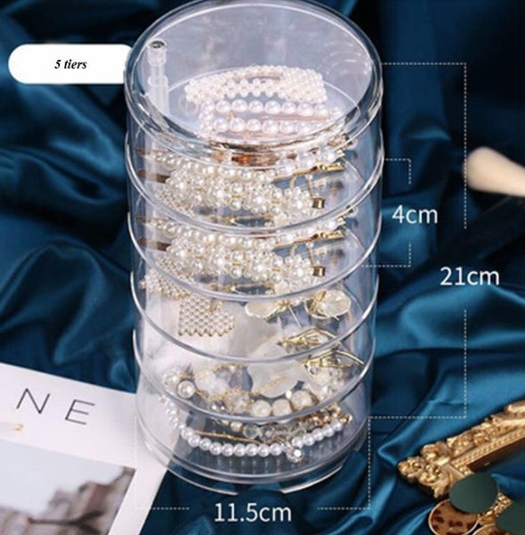 Acrylic Round 5 Tier Jewellery Organizer for Earrings Necklaces Rings Carousel 2