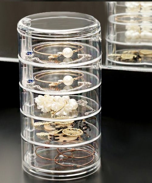 Acrylic Round 5 Tier Jewellery Organizer for Earrings Necklaces Rings Carousel 3