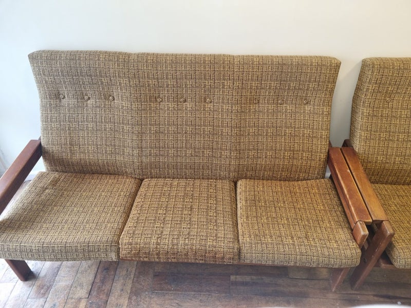 NZ Made Mid century 3 seater sofa & armchairs Carousel 2