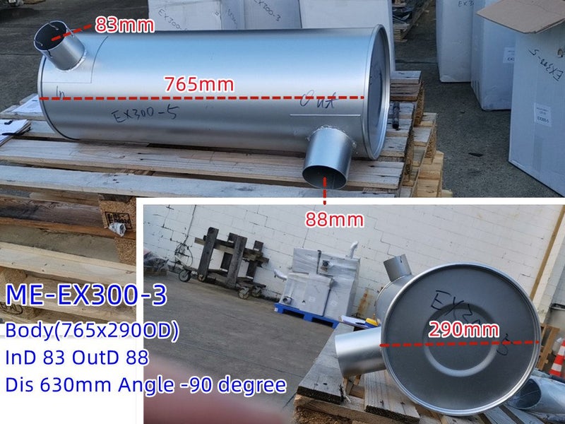 Digger Muffler Exhaust for EX 60 100 120 230 300 EX200 ZAX70 120 200 240 330 Carousel 2