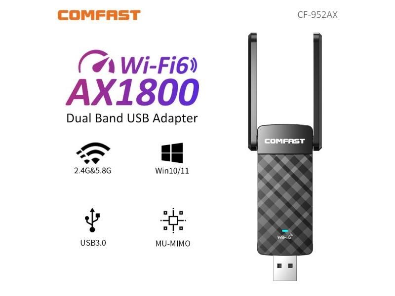 COMFAST WiFi 6 USB Adapter 2.4G 5.8G AX1800 USB3.0 Wireless Dongle Network Card Carousel 1