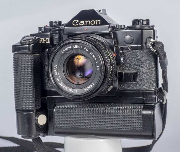 Canon A1 with 50mm f1.8 and Motor drive MA Battery pack MA Carousel 2