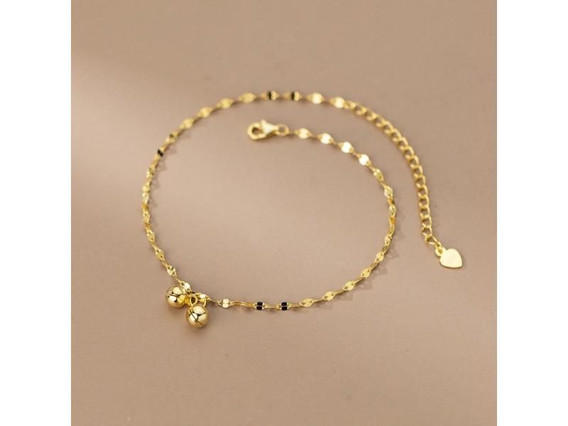 INZATT 925 Sterling Silver 18K Gold Bell Lip Chain Anklet For Fashion Women Carousel 1