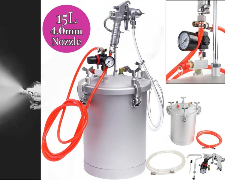 15 Lt Pressure Pot Set Spray Gun Tank Hose Gauge DIY House Paint Air Tools Carousel 1