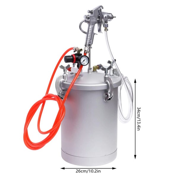 15 Lt Pressure Pot Set Spray Gun Tank Hose Gauge DIY House Paint Air Tools Carousel 2