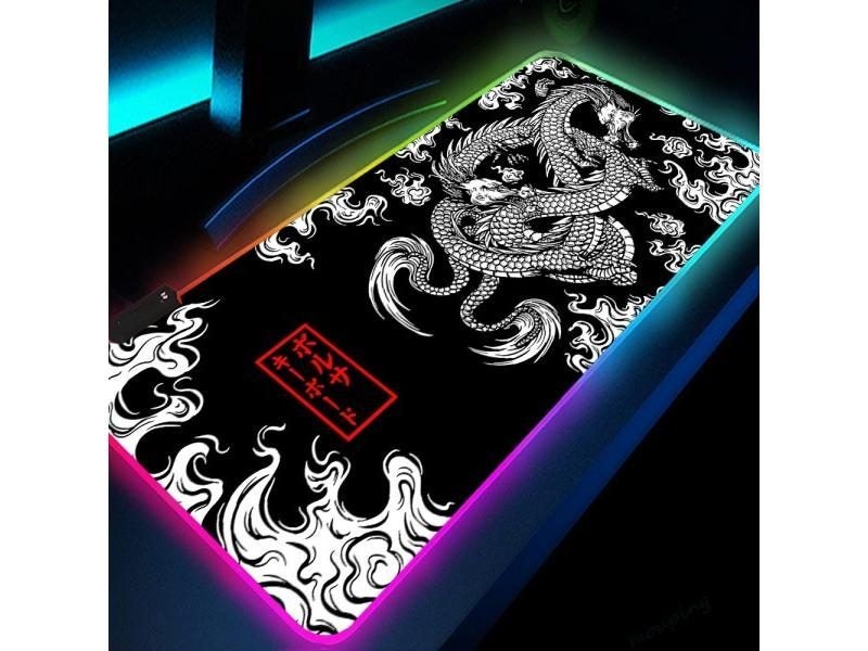 XXL RGB Gaming Mouse Pad HD Black Gamer Accessories Large LED Light MousePads Carousel 1